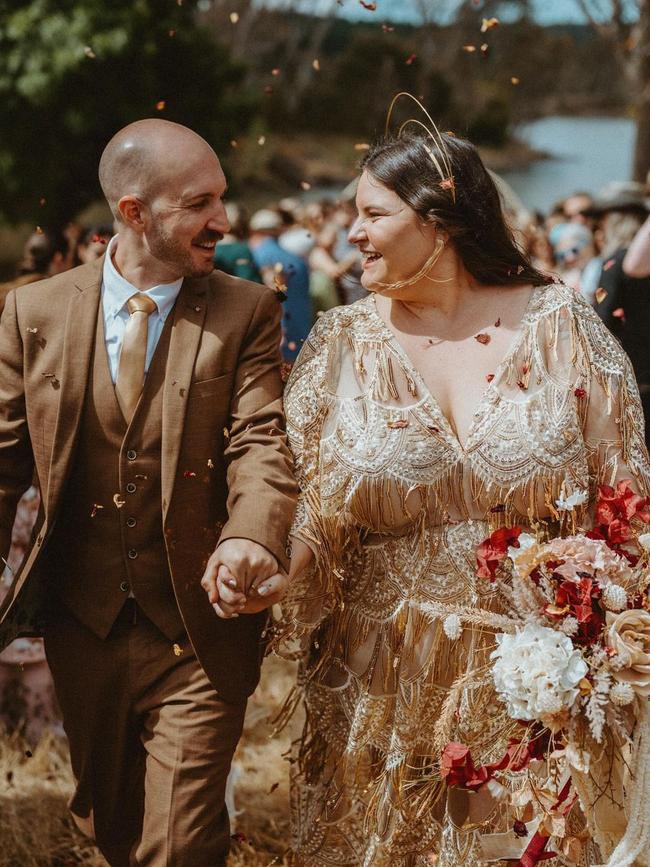 Bryce and Ruth Applebee wanted a wedding that looked more like a music festival. Picture: Love Drunk Elopement Photography