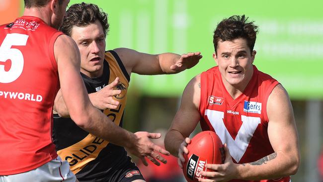 Former North Adelaide player Sam De Leonardis, in action in 2016. The Roosters have paid tribute to De Leonardis who died on Friday. Picture: Roger Wyman