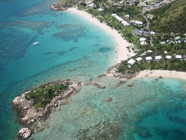 An aerial view of coral near Lizard Island, off the Far North Queensland coast.<br/>Ms Jones said Tourism and Events Queensland was already working on a series of campaigns to promote Queensland once further restrictions are lifted. Picture: Brendan Radke