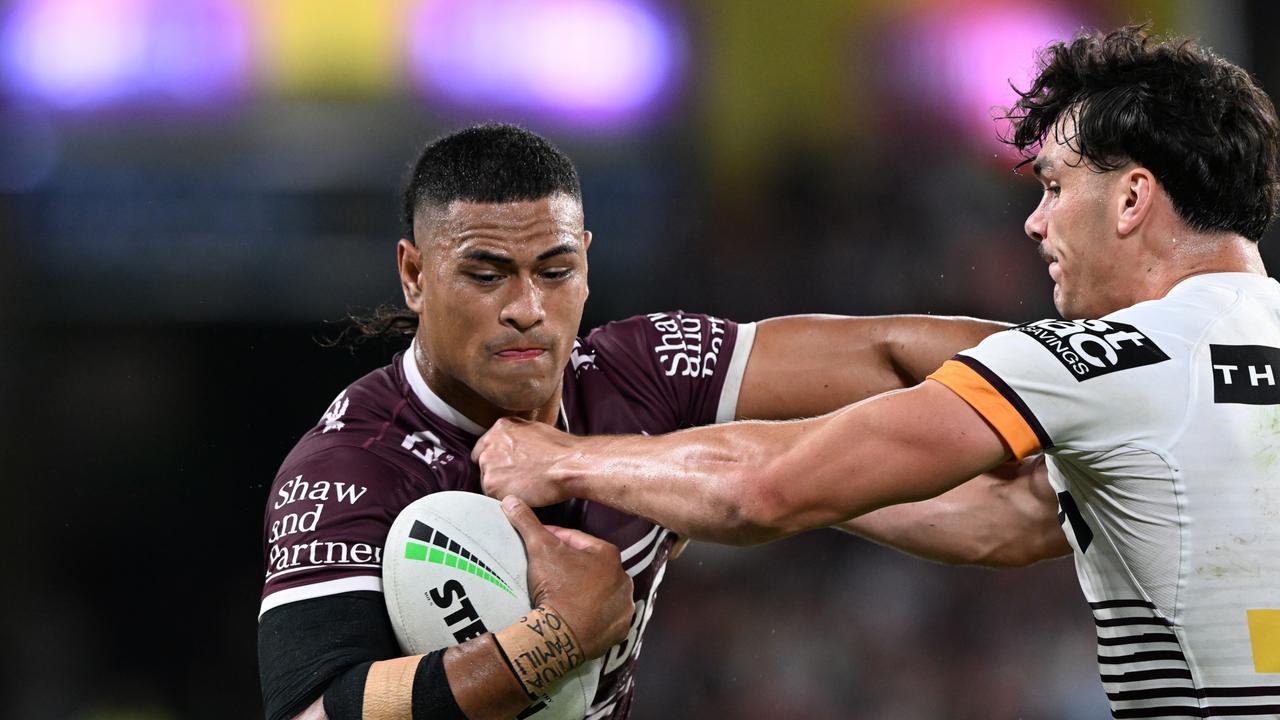 Manly star Haumole Olakau'atu is already thinking about retirement... not for himself, but for his father. Picture: Getty Images