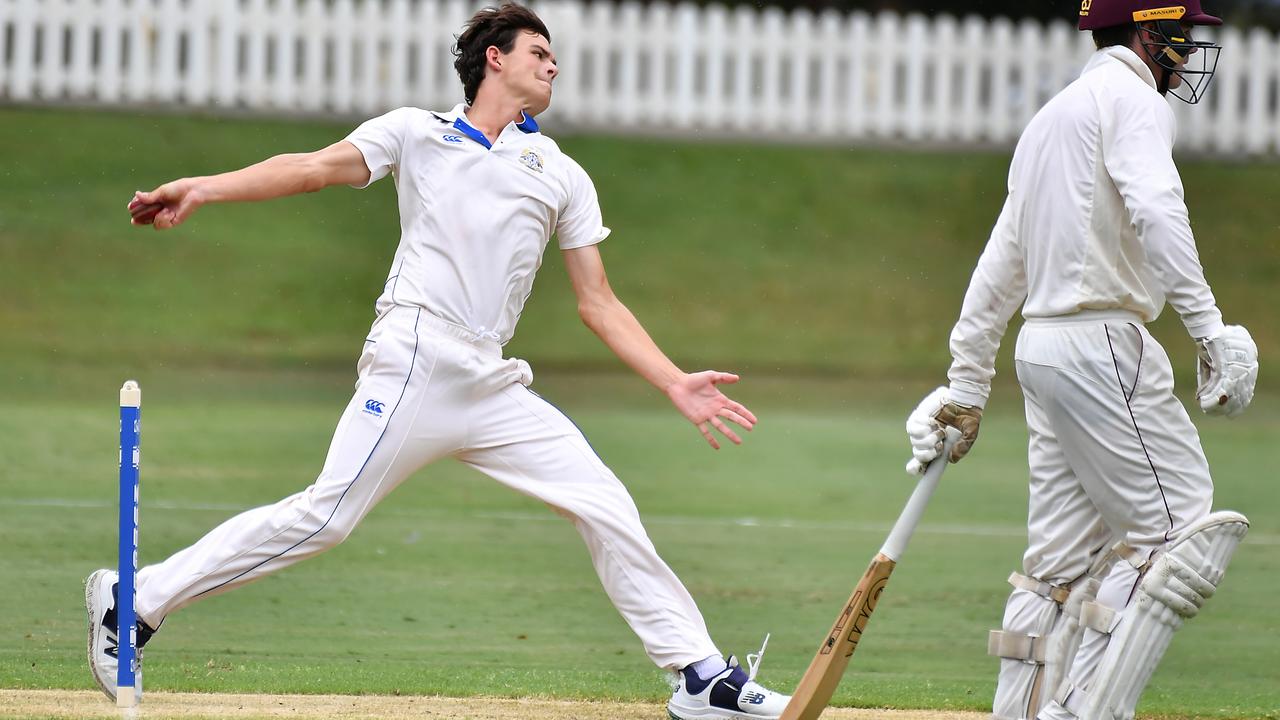 Nudgee College bowler Carter Corless. Picture, John Gass