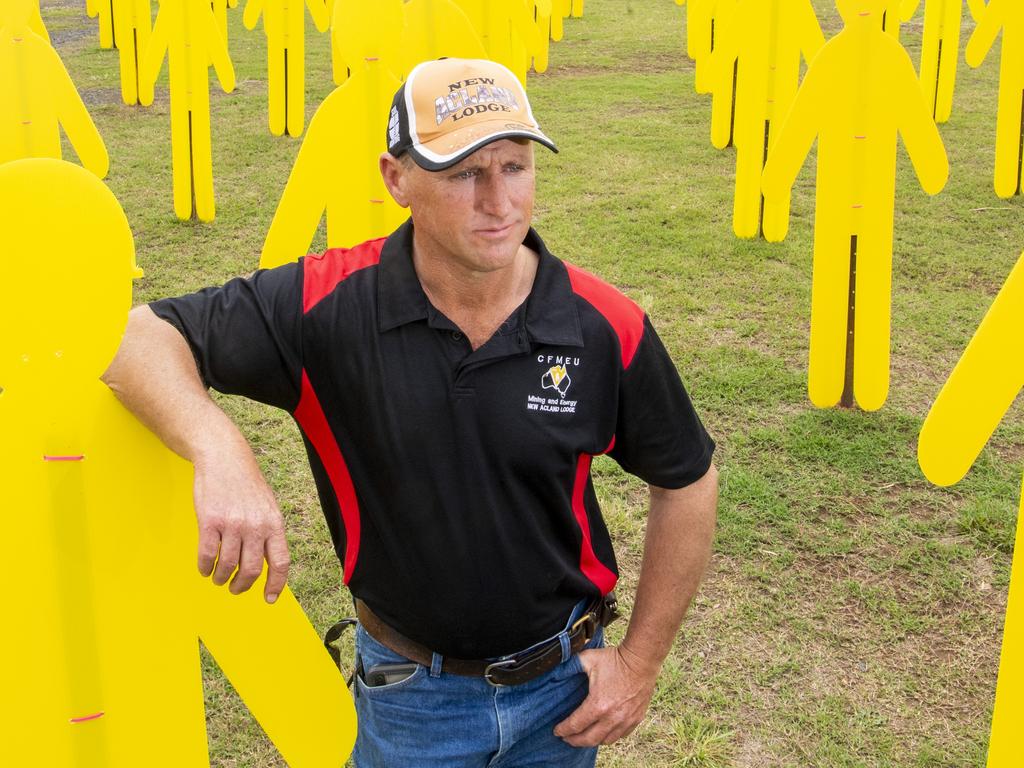 Michael Hartin, CFMEU rep. Meeting at Oakey Showgrounds regarding Acland mine. Saturday. 25th Oct 2020