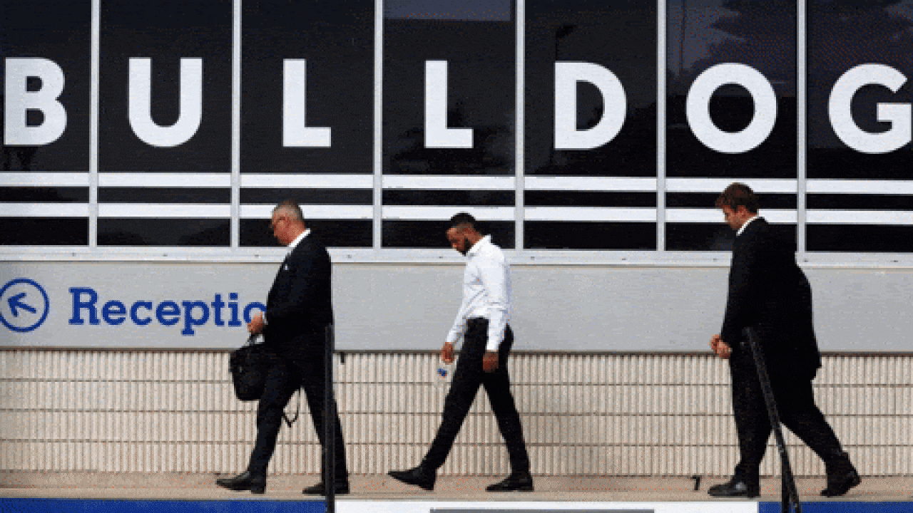 Addo-Carr pictured arriving at Belmore Sports Ground where he fronted the Bulldogs board over his alleged drug driving scandal. Picture: Johnathan Ng