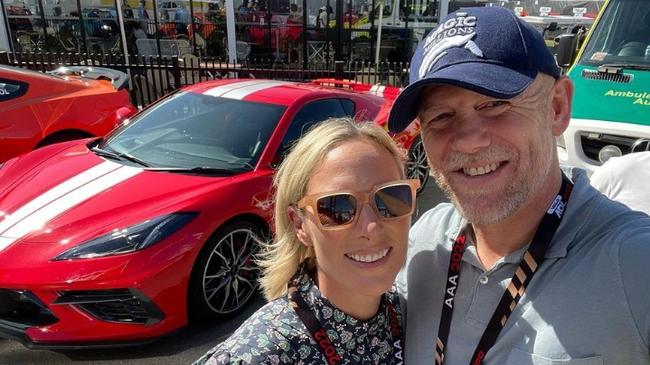 Zara and Mike Tindall at the Adelaide 500 track. Picture: Supplied