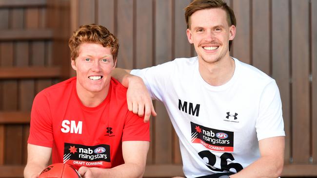 Matt Rowell (left) and Noah Anderson (right) are expected to be taken with picks 1 and 2 by Gold Coast. Picture: Tony Gough