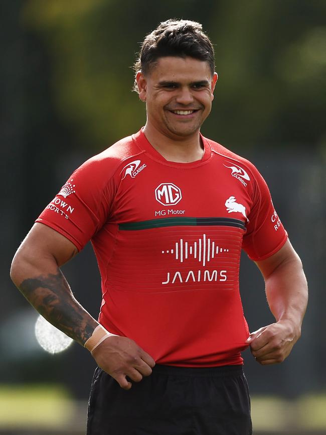 Latrell Mitchell during training at Redfern Oval on Monday. Picture: Matt King/Getty Images