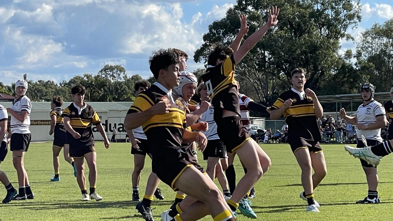 Padua Second XV attempt a charge down.