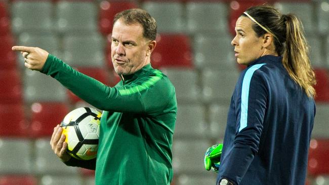 Matildas' coach Alen Stajcic in training at the King Adbullah II Stadium, Amman Picture: Val Migliaccio