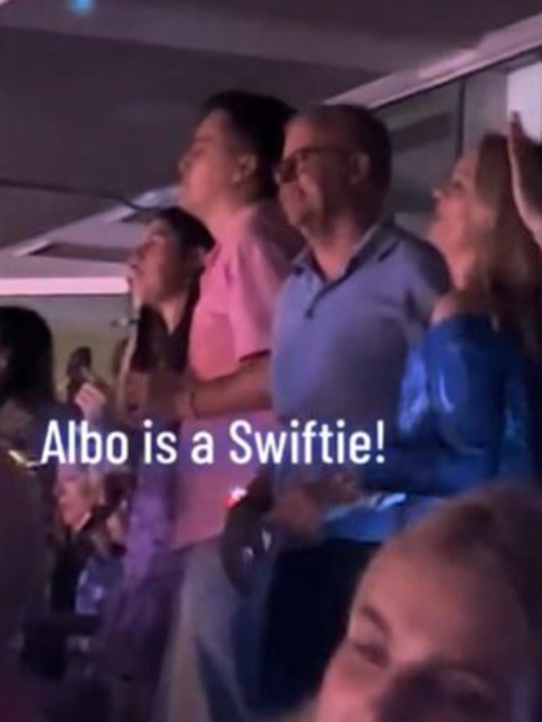 Anthony Albanese was filmed dancing at the Taylor Swift concert. Picture: @jpthreeseventy/TikTok