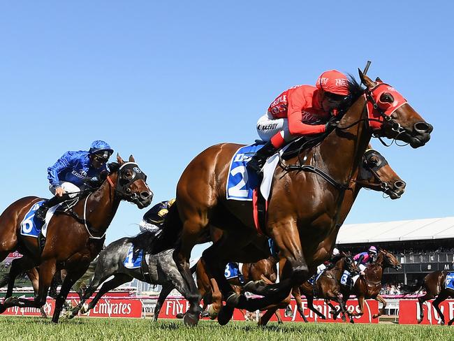 Redzel has the perfect record down the Flemington straight. Picture: Getty Images