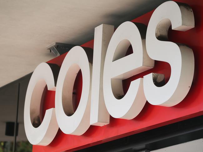 SYDNEY, AUSTRALIA -  Newswire Photos MARCH 14 2023 - A general view of a Coles supermarket sign in Sydney as the Cost of living continues to rise. Picture: NCA Newswire / Gaye Gerard.