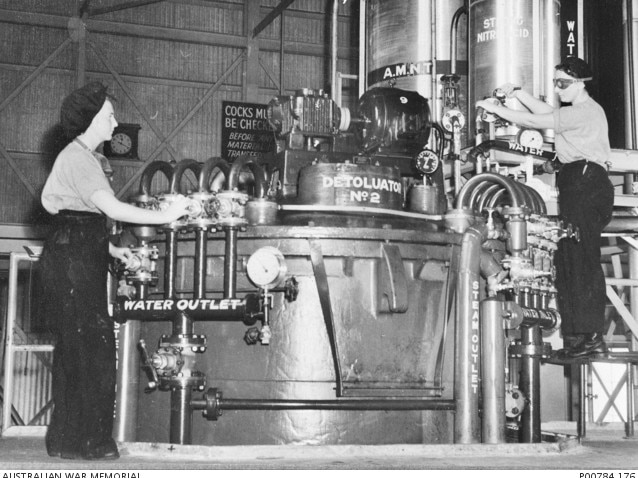 Munitions manufacturing at the former Commonwealth Explosives Factory, which closed down on the site in 1946. Picture: Australian War Memorial