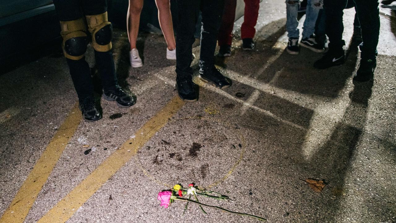 Demonstrators revisit the site where a man was murdered on August 26, 2020 in Kenosha, Wisconsin. Picture: Brandon Bell/Getty Images/AFP