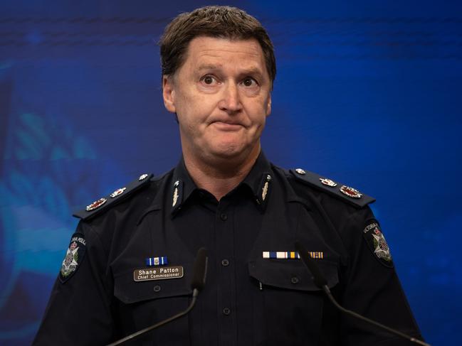 Victoria Police Chief Commissioner Shane Patton in Melbourne on Monday. Picture: Jason Edwards