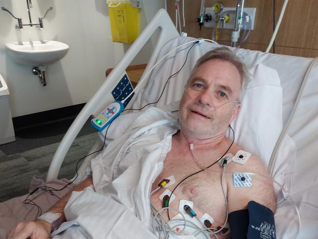 Chris Stewart, 57, of Forestville, suffered a "widowmaker"heart attack at his home.  A new service at Northern Beaches Hospital meant he could be treated there, instead of Royal North Shore Hospital, saving his life. Picture: Supplied.