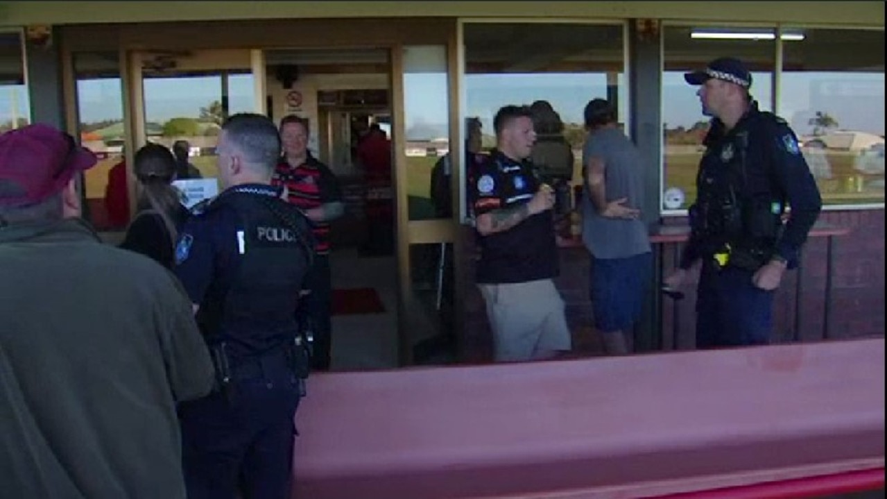 Toowoomba Police attended the Valleys Roosters’ John McDonald Sports Complex after reports of an incident during the Toowoomba Rugby League A-grade game between Valleys Roosters and Oakey Bears. Picture: 7NEWS