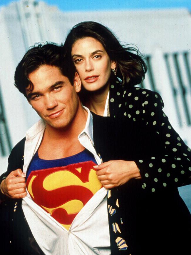 … and with co-star Dean Cain in Lois & Clark, circa 1993.
