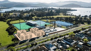 Concept design of proposed medium-density housing development at site of Tasmanian Hockey Centre, New Town. The land is owned by the Hobart City Council. Picture: Core Collective Architects