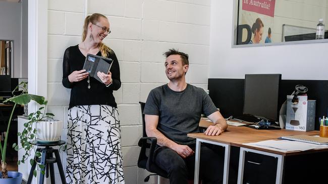 Little City tenant Laura Whiteman with Shaun Lyon, the managing director of the co-working space on Prospect Rd. Picture: AAP/Morgan Sette