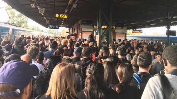 Thousands of commuters were left lining up at Caulfield Station for replacement buses yesterday. Picture: Supplied