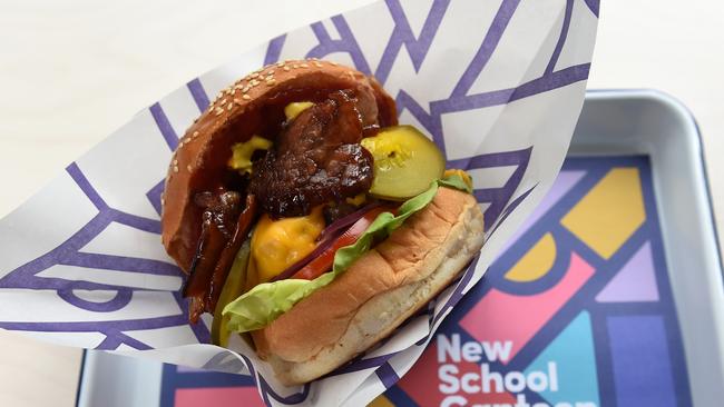 The Canadian burger from New School Canteen. Picture: KYLIE ELSE