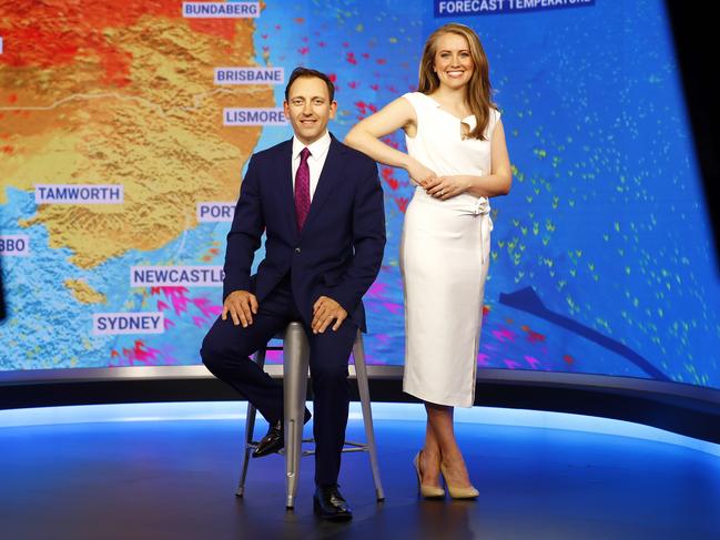 Sky News Weather meteorologists Tom Saunders and Alison Osborne. Picture: Sam Ruttyn