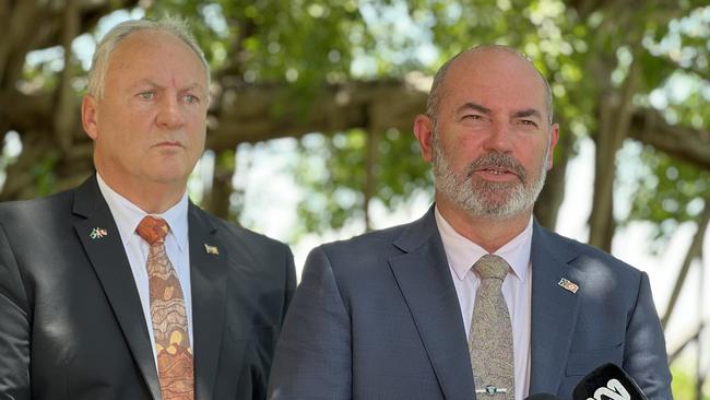 Northern Territory Health Minister Steve Edgington and Treasurer Bill Yan. Picture: Fia Walsh.