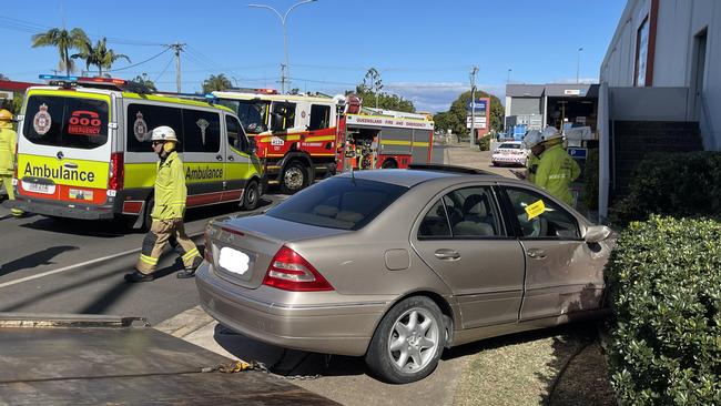 Two vehicle crash outside of Hinkler Central Shopping Center.