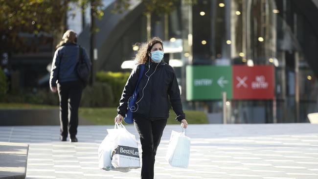 Shoppers stock up on supplies at Eastland. Picture: Daniel Pockett.