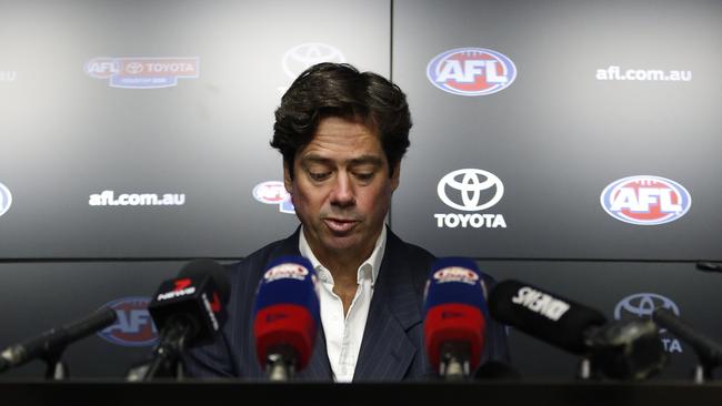 League boss Gillon McLachlan warned of cuts when the coronavirus halted the season, with the effects now starting to be really felt. Picture: Getty Images