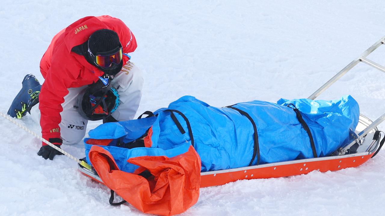 Rina Yoshika of Team Japan is out of the Olympics after a big Snowboard Slopestyle crash.