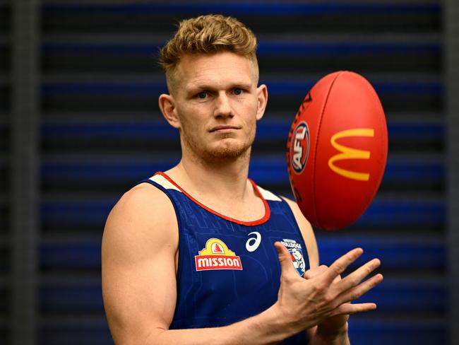 MELBOURNE, AUSTRALIA – SEPTEMBER 02: Adam Treloar of the Bulldogs poses during a Western Bulldogs AFL media opportunity at Whitten Oval on September 02, 2024 in Melbourne, Australia. (Photo by Quinn Rooney/Getty Images)