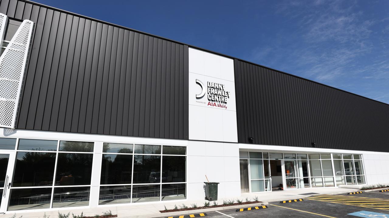 The exterior of the new Danny Frawley Centre at St Kilda Football Club’s Moorabbin headquarters. Picture: Michael Klein