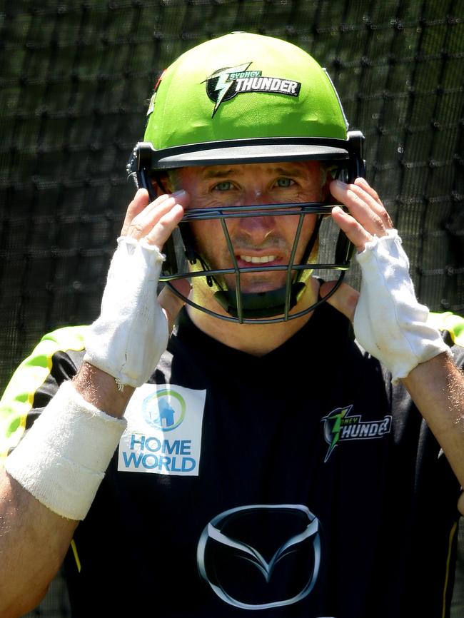 Mike Hussey during a Sydney Thunder training session.