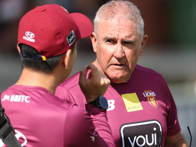 Coach Chris Fagan at Lions training at Springfield before their Opening Round clash against Geelong this Thursday. Picture Lachie Millard