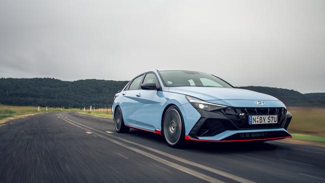 The Hyundai i30 N Sedan shares its motor with the hatch. Photo: Thomas Wielecki