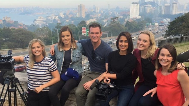 Peter Fegan as a journalism cadet, with other Channel 7 cadets. Picture: Facebook