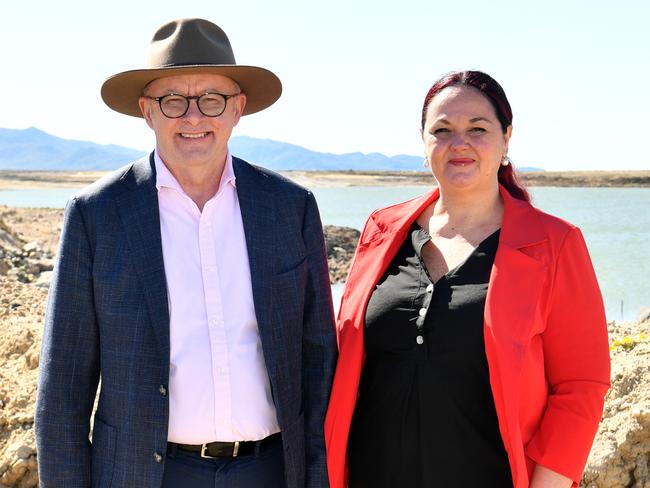 Prime Minister Anthony Albanese with Labor candidate for Herbert Edwina Andrew at Townsville Port. Picture: Evan Morgan