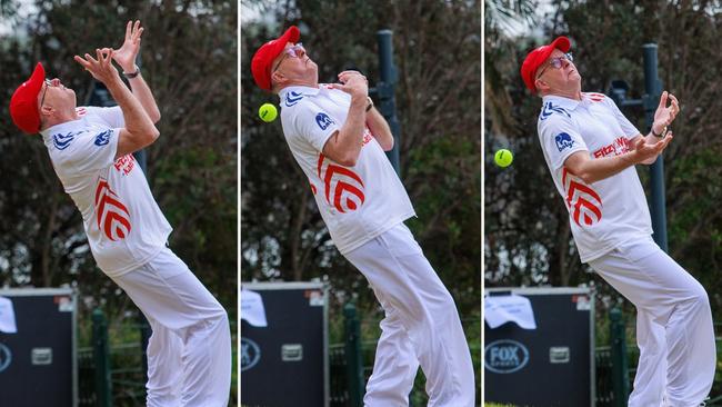 COMP // Prime Minister Anthony Albanese drops a catch during Nova's Fitzy and Wippa's backyard charity cricket match, at Kirribilli House, today. Picture: Justin Lloyd.
