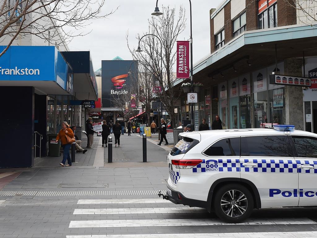 Police have swarmed the Bayside Shopping Centre after a reported stabbing on Tuesday. Picture: Josie Hayden