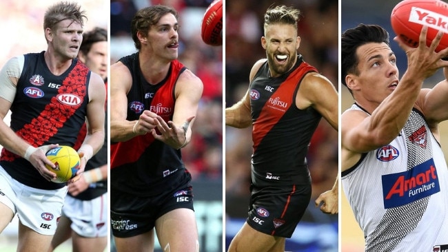 Michael Hurley, Joe Daniher, Cale Hooker and recruit Dylan Shiel form part of a talented nucleus at Essendon.