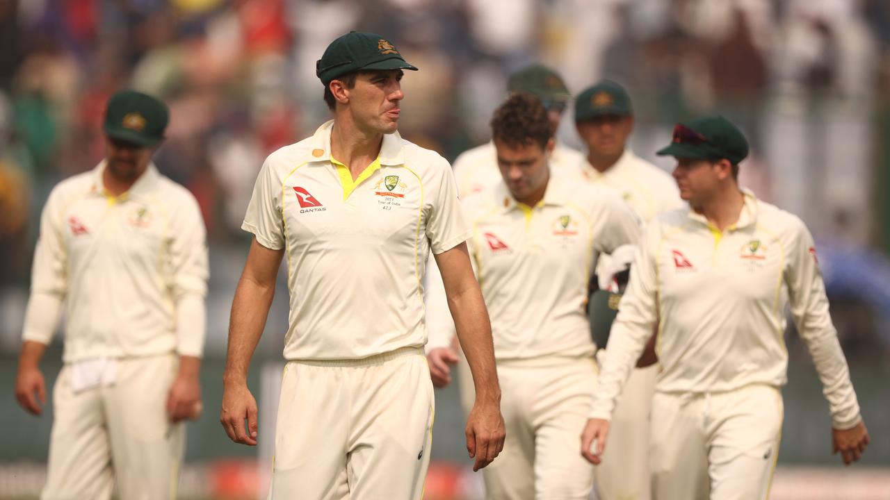 Pat Cummins of Australia leads the team off the ground. Photo by Robert Cianflone/Getty Images