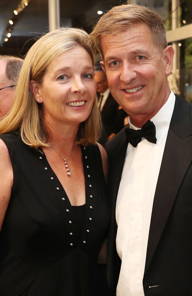 Tim Worner and wife Katrina at the Commonwealth Games Black Tie Dinner at the Longines Records Club. Picture: Nigel Hallett