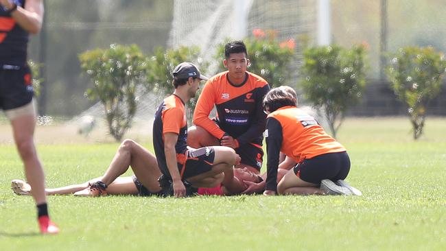 Dylan Shiel suffered an injury scare during GWS Giants. Picture: Brett Costello