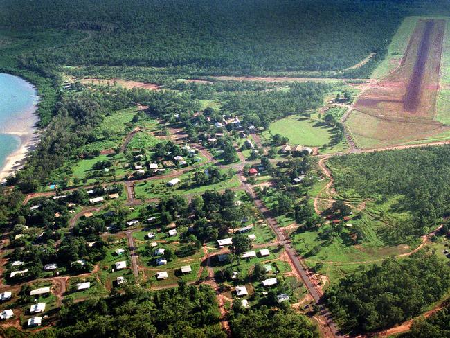 An aerial view of Garden Point on Melville Island.