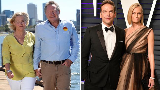 Nicola and Andrew Forrest (left) and Lachlan and Sarah Murdoch are among the prominent businesspeople who've come to the aid of bushfire-ravaged communities with massive donations.