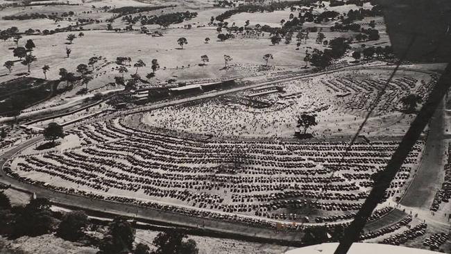 A historic aerial image of The Oakbank Racing Club’s annual Easter Carnival. Picture: Supplied