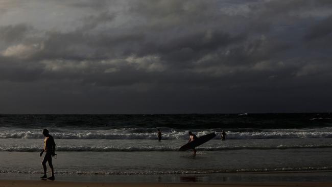 Clouds hover over Bondi Beach in Sydney on Saturday morning. Picture: Brianne Makin