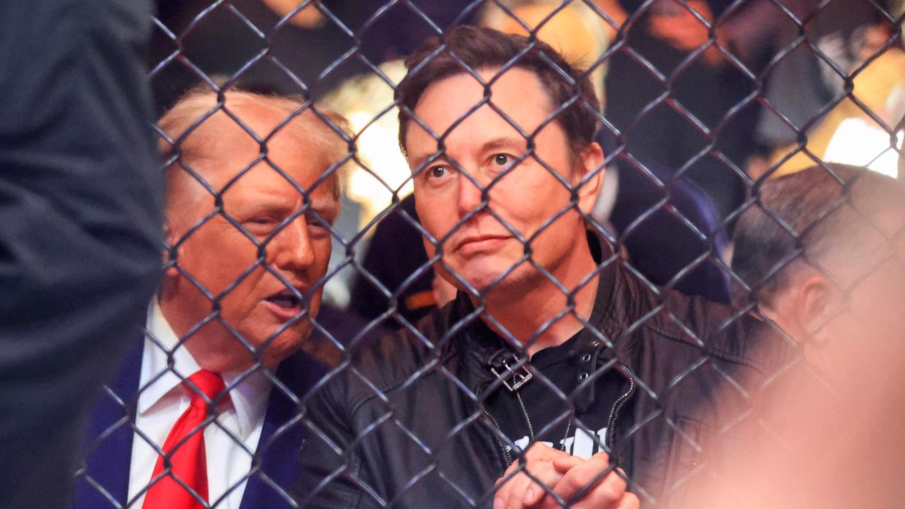 US President-elect Donald Trump and Tesla and SpaceX CEO Elon Musk watch a fight during UFC 309 at Madison Square Garden in New York. Picture: Kena Betancur / AFP