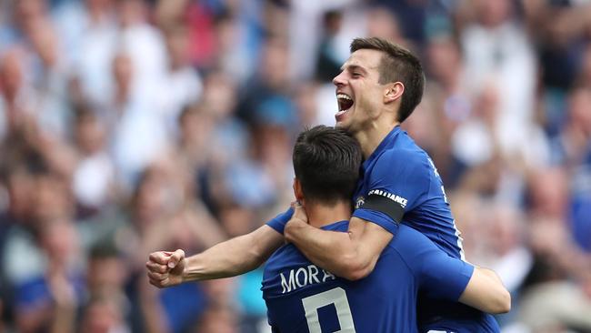 Alvaro Morata of Chelsea celebrates scoring